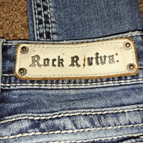 🪨 Rock Revival Allegra Skinny Jeans W/Leather Embroidered Flap Pockets size 25 - Picture 12 of 16